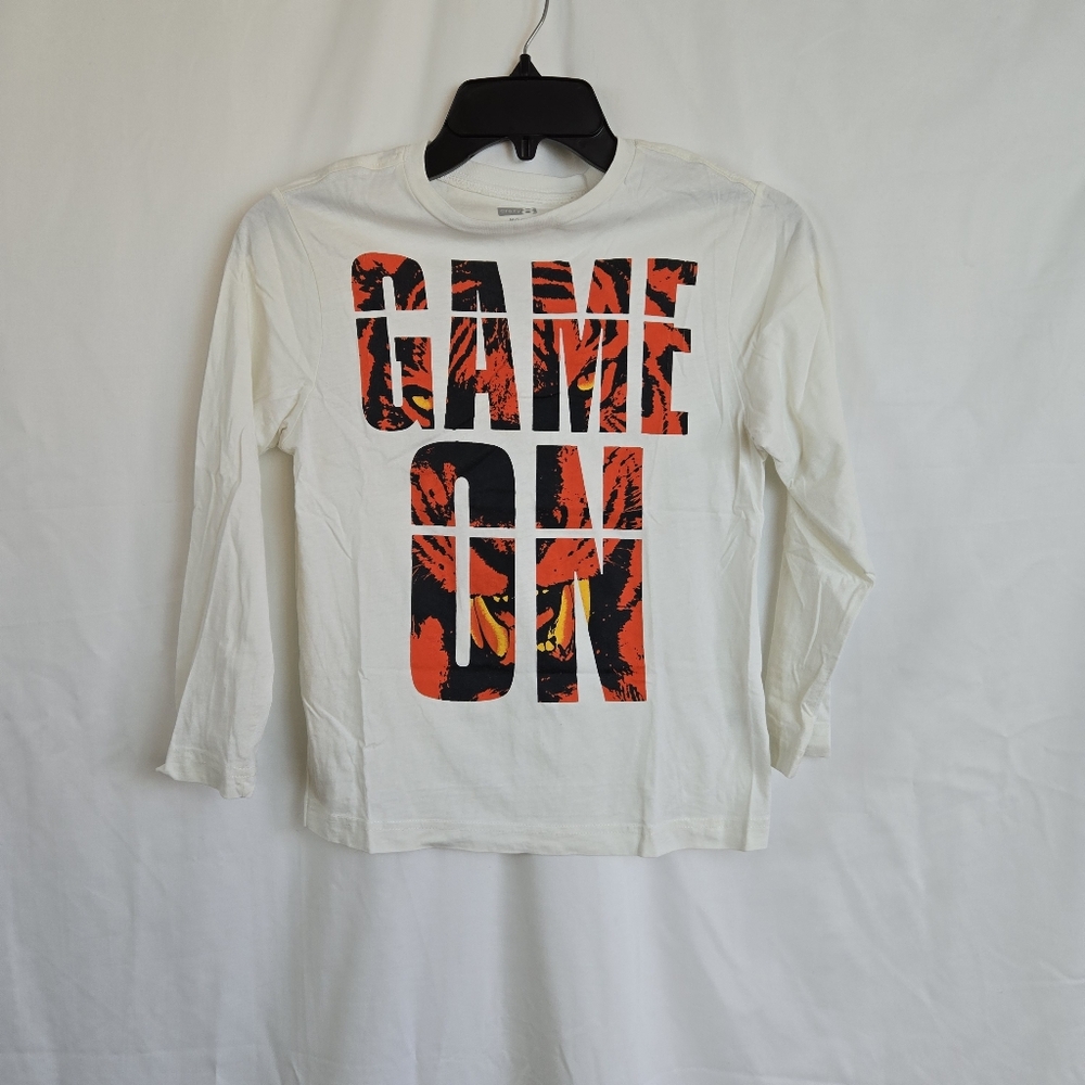 Crazy 8 Boys White Orange 'Game On' Tiger Graphic Long Sleeve Tee Medium 7-8